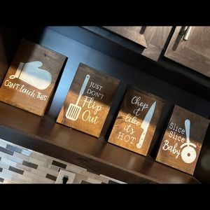 4 wooden kitchen signs